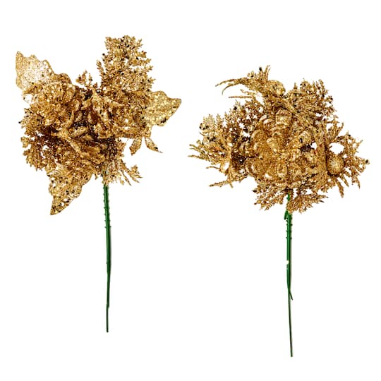 8" Glitter Christmas Picks, 12ct.